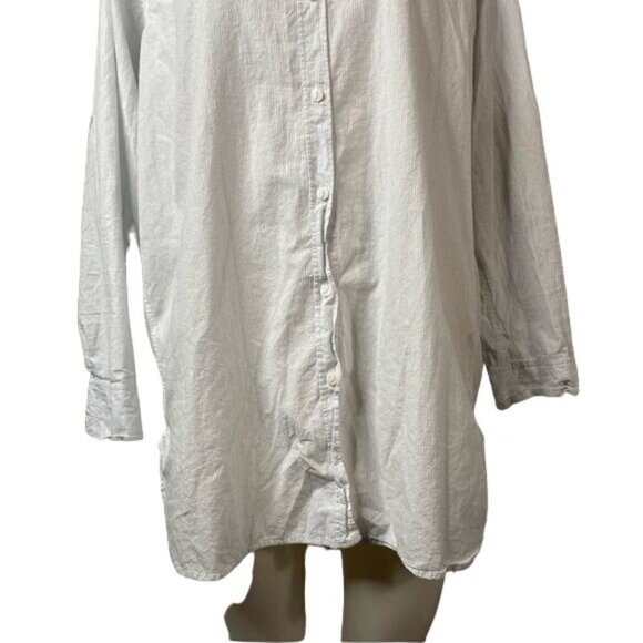 Pure DKNY Pin Striped White Button Down Boyfriend’s Shirt Dress Size M - Picture 2 of 12